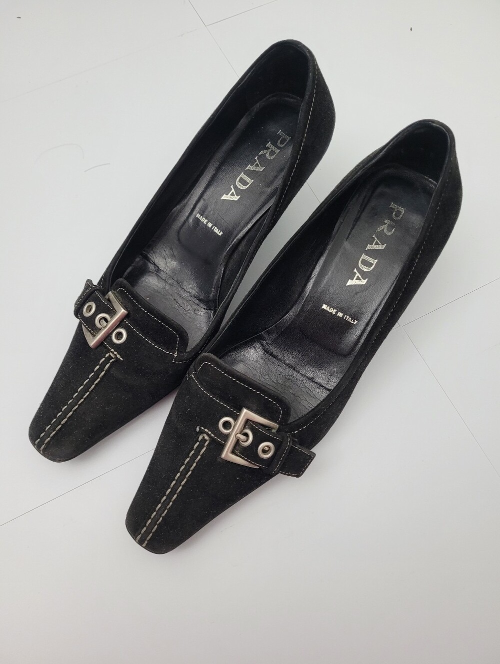 Vintage PRADA Kitten Buckle Heels (DAMAGED)
